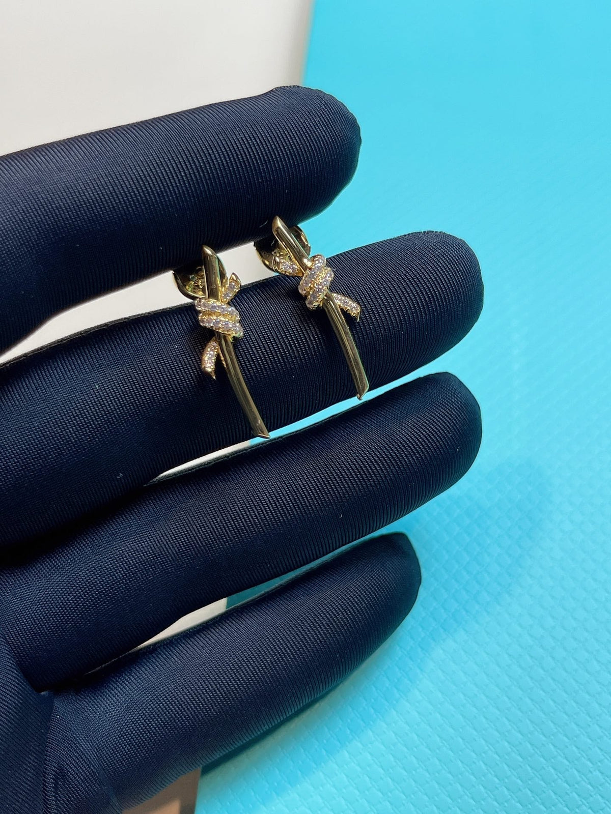 [Lumi Jewelry]KNOT EARRINGS GOLD DIAMOND