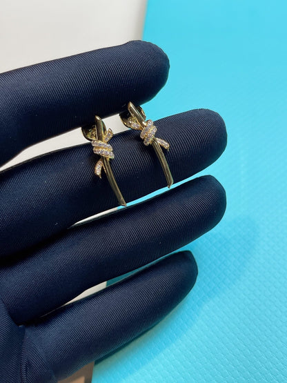 [Lumi Jewelry]KNOT EARRINGS GOLD DIAMOND