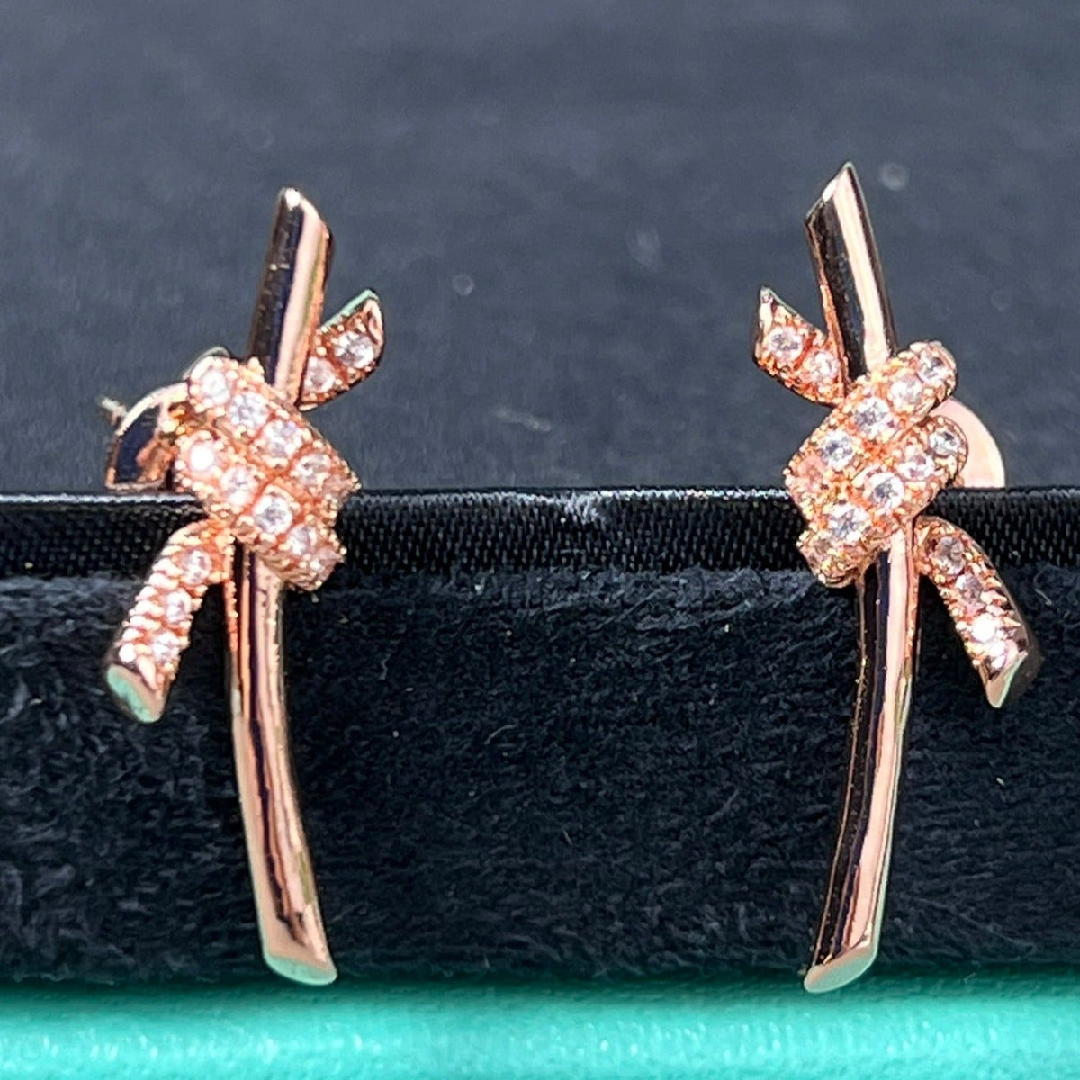 [Lumi Jewelry]KNOT EARRINGS PINK GOLD DIAMOND