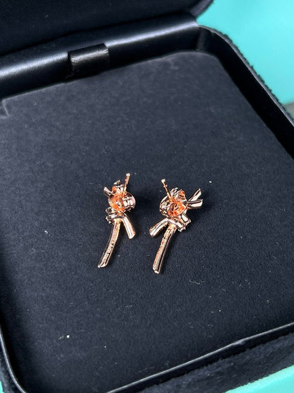[Lumi Jewelry]KNOT EARRINGS PINK GOLD DIAMOND