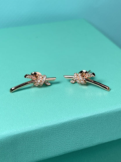 [Lumi Jewelry]KNOT EARRINGS PINK GOLD DIAMOND