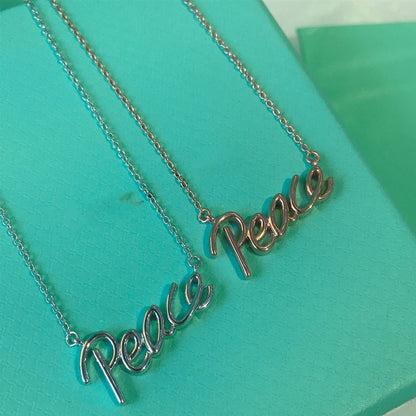 [Lumi Jewelry]PEACE TEXT PEDANT NECKLACE