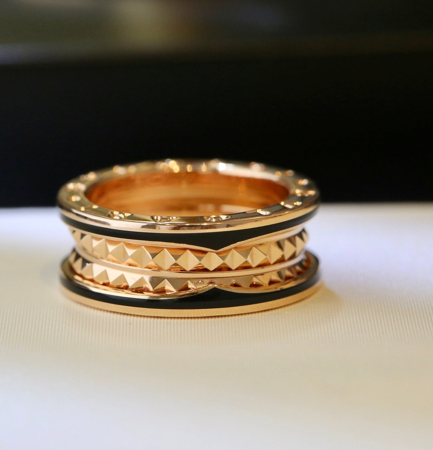 [Lumi Jewels]ZERO 1 PINK GOLD BLACK CERAMIC RING