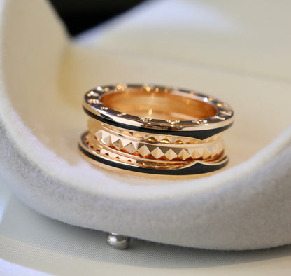 [Lumi Jewels]ZERO 1 PINK GOLD BLACK CERAMIC RING