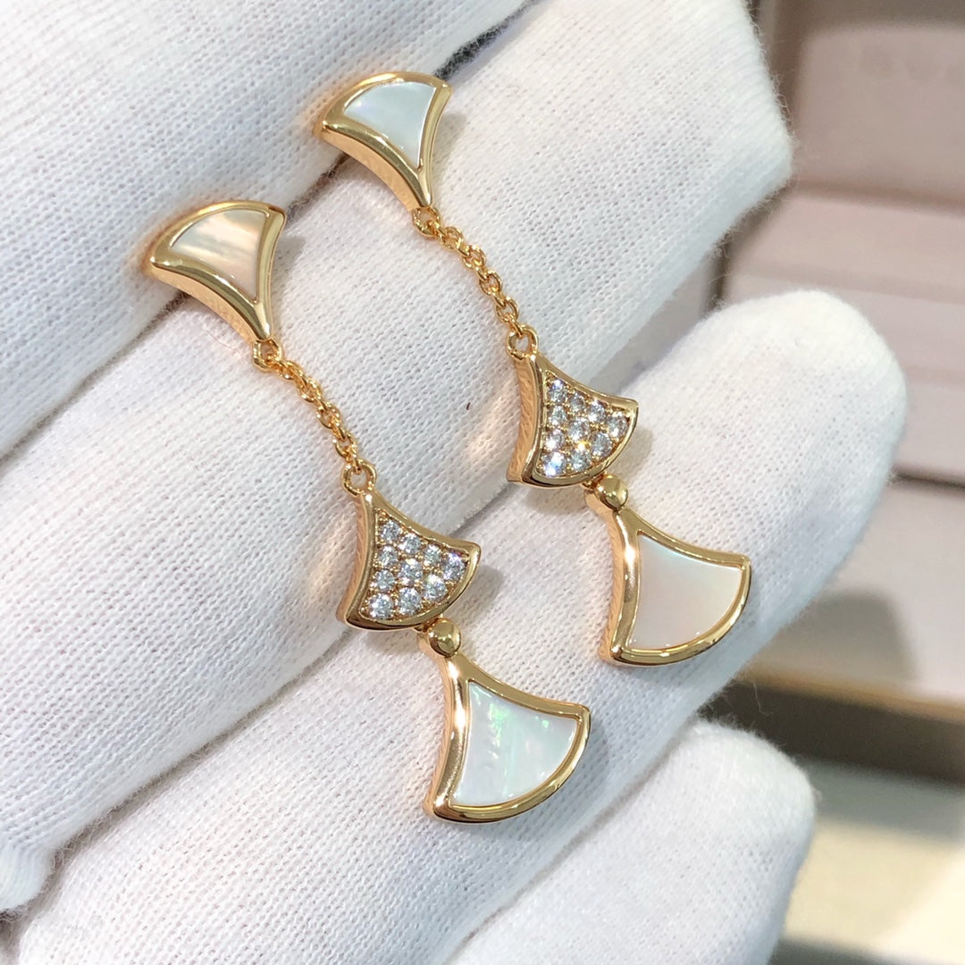[Lumi Jewels]DREAM EARRINGS 3 MOTIFS DIAMOND MOP PINK GOLD