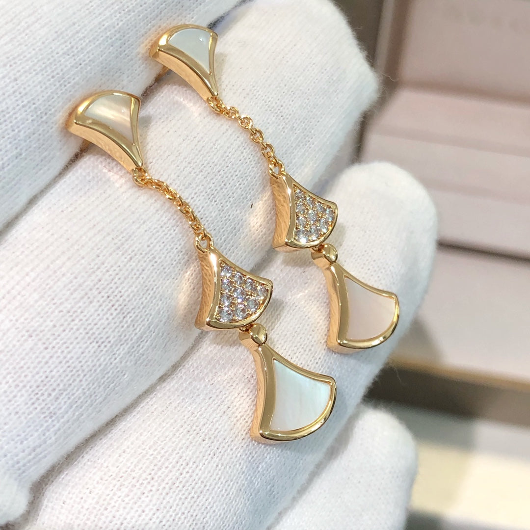 [Lumi Jewels]DREAM EARRINGS 3 MOTIFS DIAMOND MOP PINK GOLD