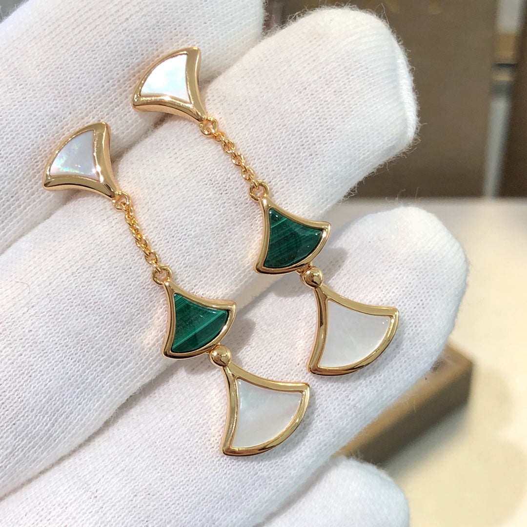 [Lumi Jewels]DREAM EARRINGS 3 MOTIFS MALACHITE MOP PINK GOLD