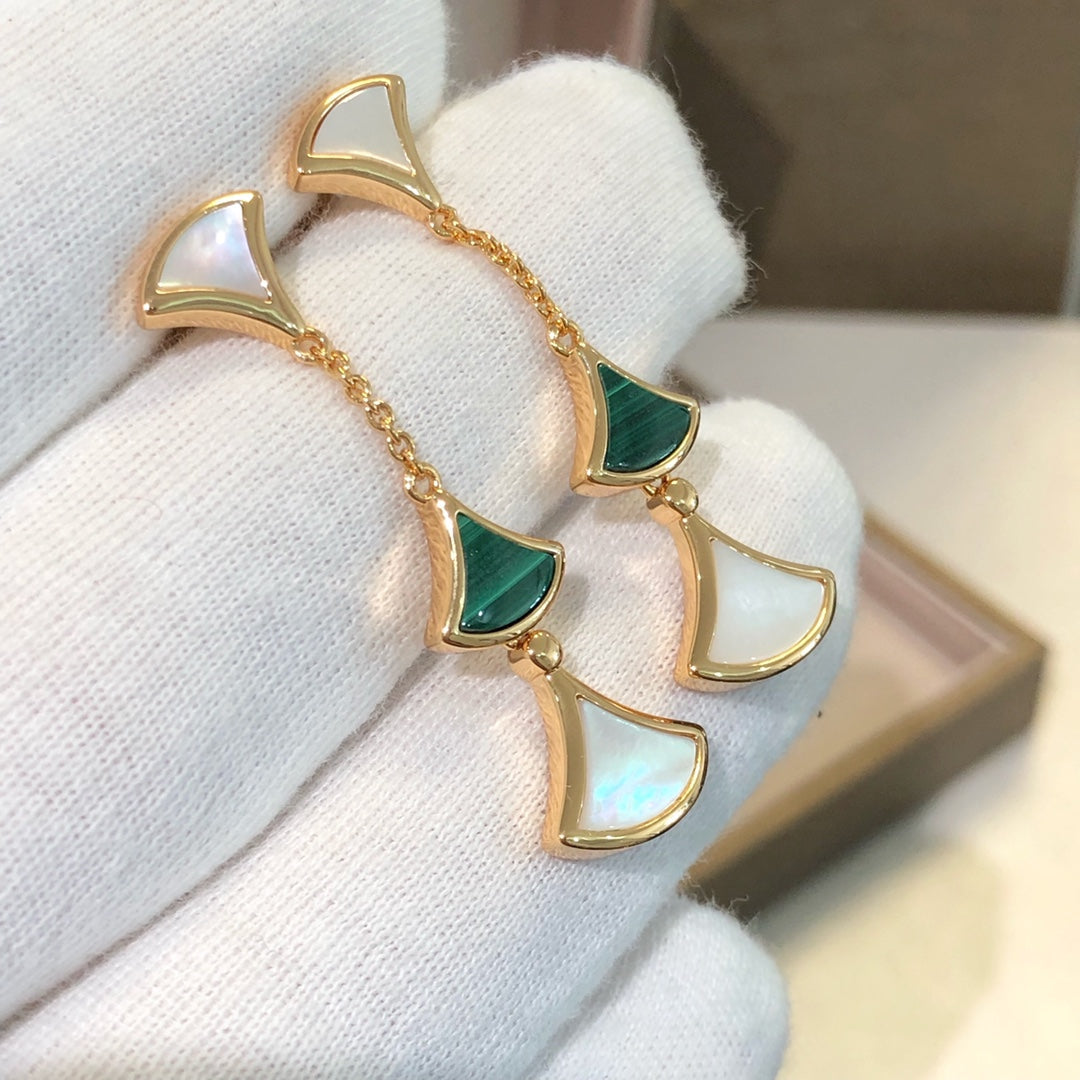 [Lumi Jewels]DREAM EARRINGS 3 MOTIFS MALACHITE MOP PINK GOLD