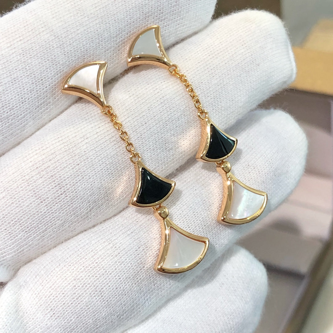[Lumi Jewels]DREAM EARRINGS 3 MOTIFS ONYX MOP PINK GOLD