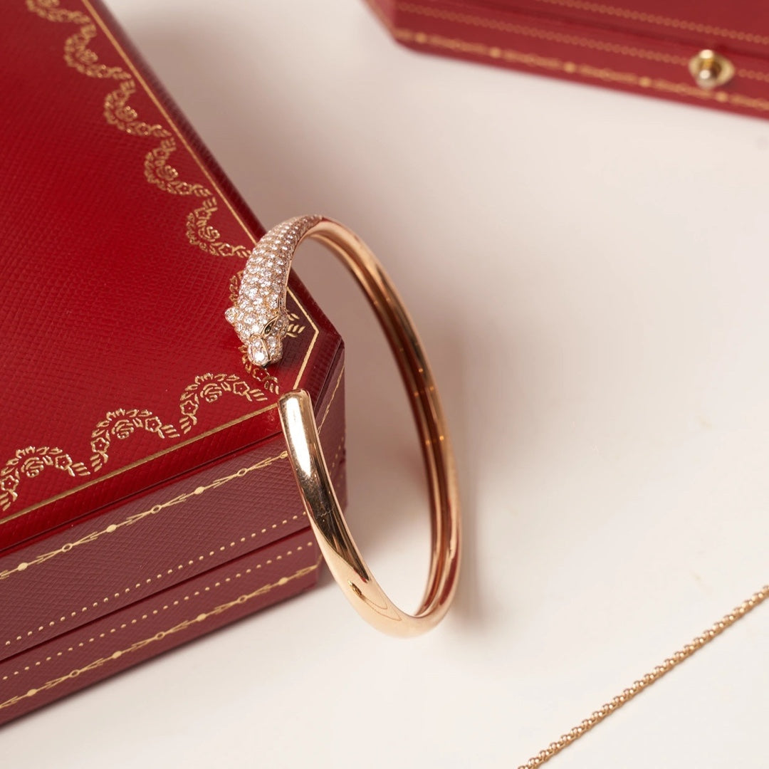 [Lumi Jewels]PANTHERE ROSE GOLD DIAMOND OPEN BRACELET