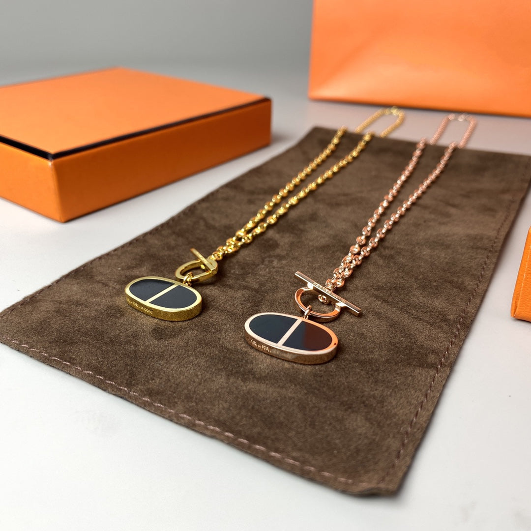 [Lumi Jewels]CHAINE VERSO BLACK CERAMIC NECKLACE