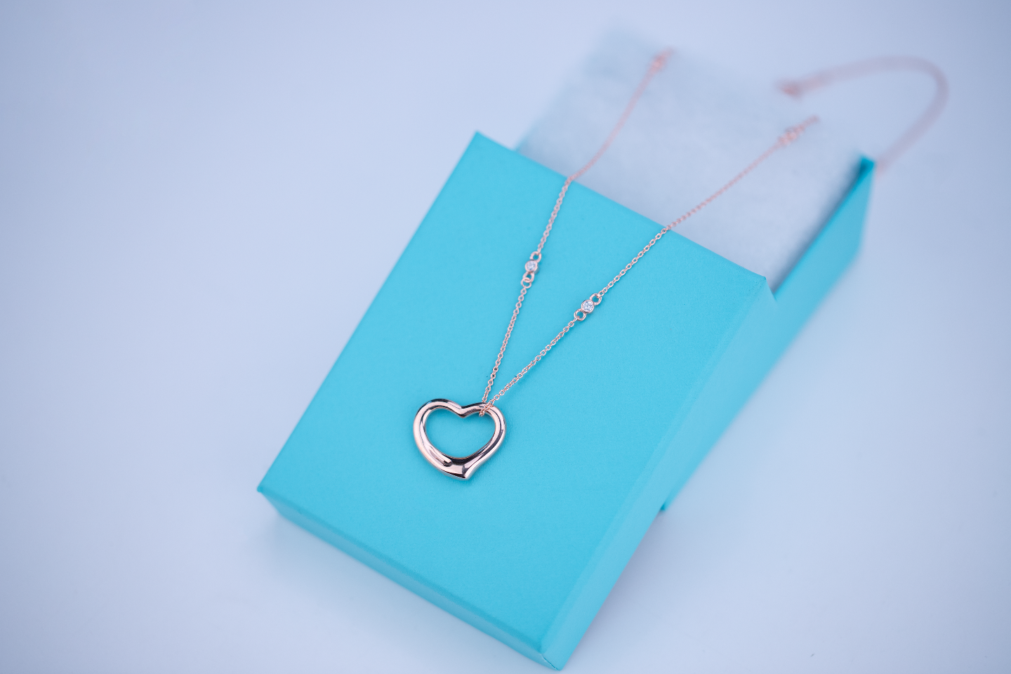 [Lumi Jewelry]OPEN HEART PEDANT PINK GOLD NECKLACE