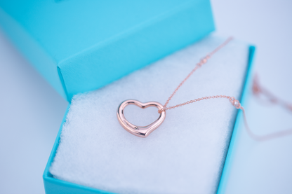 [Lumi Jewelry]OPEN HEART PEDANT PINK GOLD NECKLACE