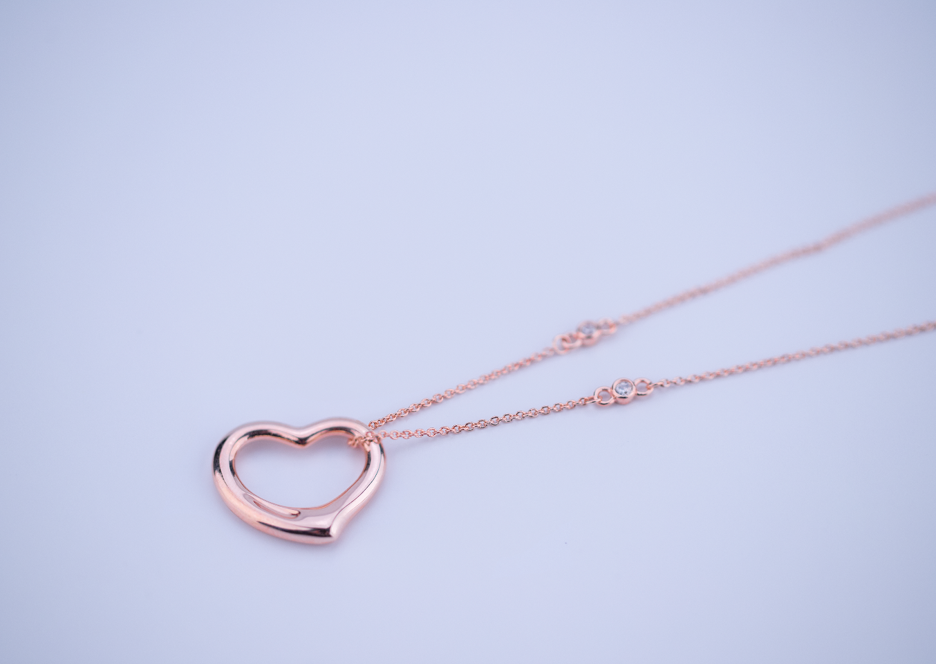 [Lumi Jewelry]OPEN HEART PEDANT PINK GOLD NECKLACE