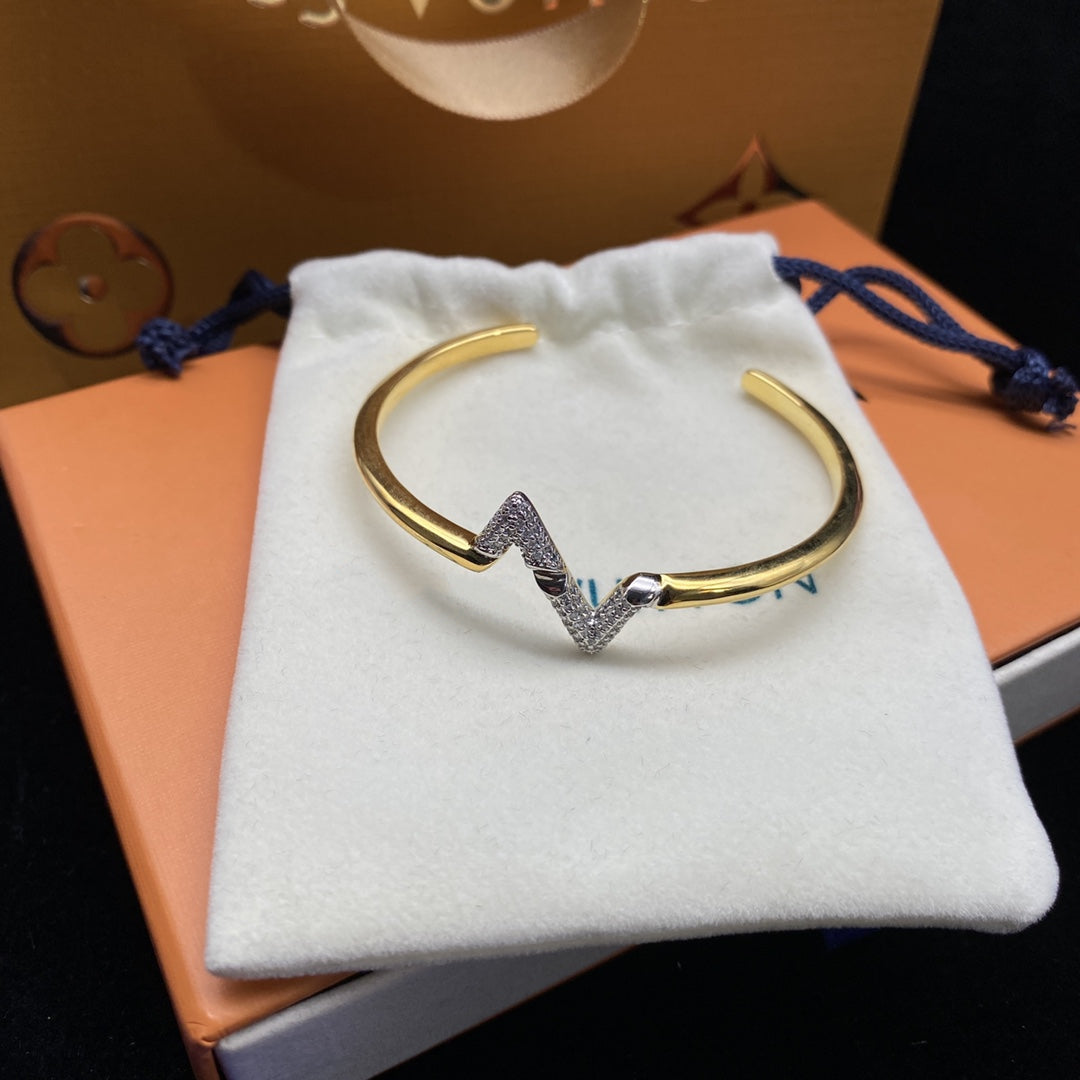[Lumi Jewels]VOLTE UPSITE DOWN DIAMOND GOLD OPEN BRACELET