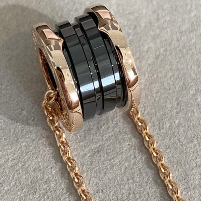 [Lumi Jewels]ZERO 1 BLACK CERAMIC PINK GOLD NECKLACE