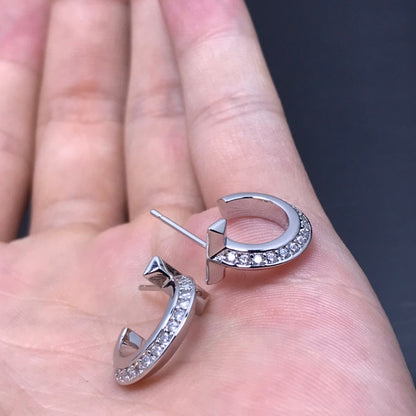 [Lumi Jewelry]T HOOP DIAMOND EARRINGS