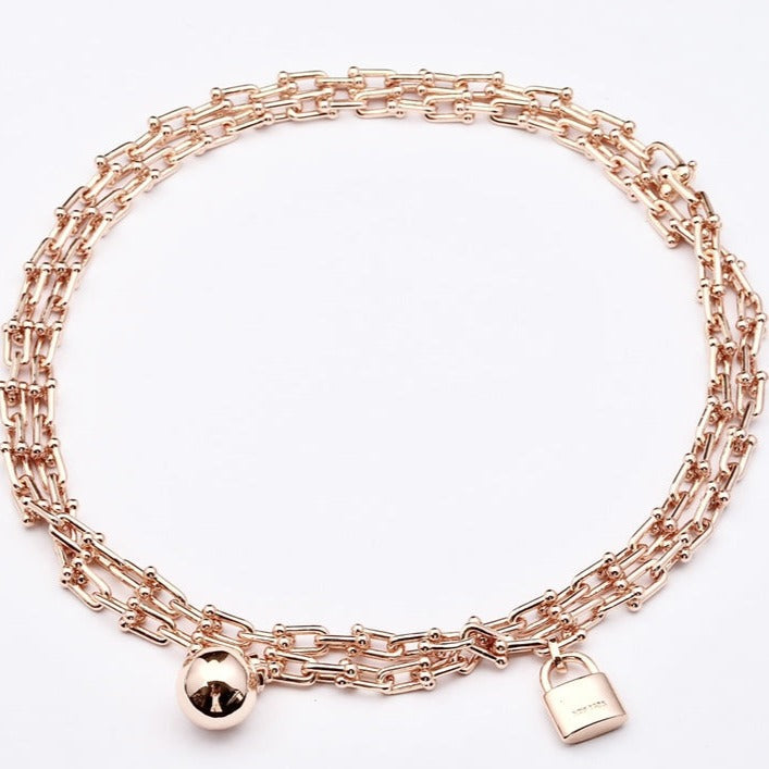 [Lumi Jewelry]HARDWEAR PINK GOLD WRAP NECKLACE