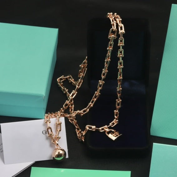 [Lumi Jewelry]HARDWEAR PINK GOLD WRAP NECKLACE