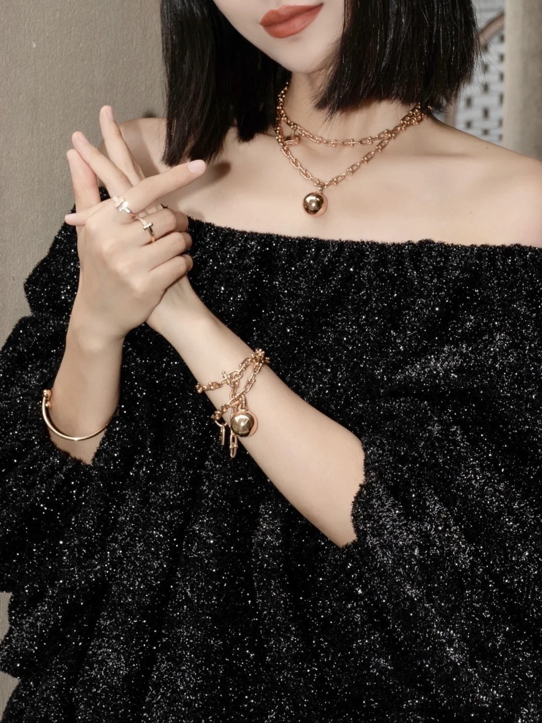 [Lumi Jewelry]HARDWEAR PINK GOLD WRAP NECKLACE