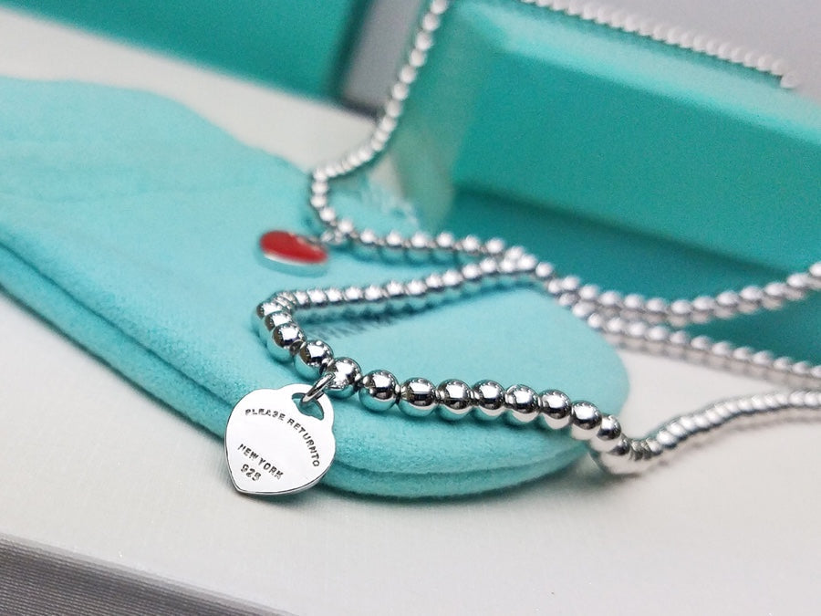 [Lumi Jewelry]HEART PEDANT SILVER BALL CHAIN NECKLACE