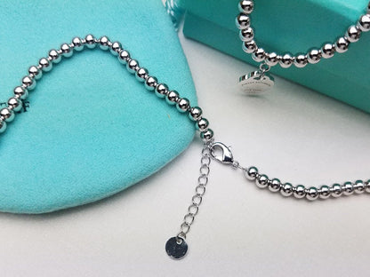 [Lumi Jewelry]HEART PEDANT SILVER BALL CHAIN NECKLACE