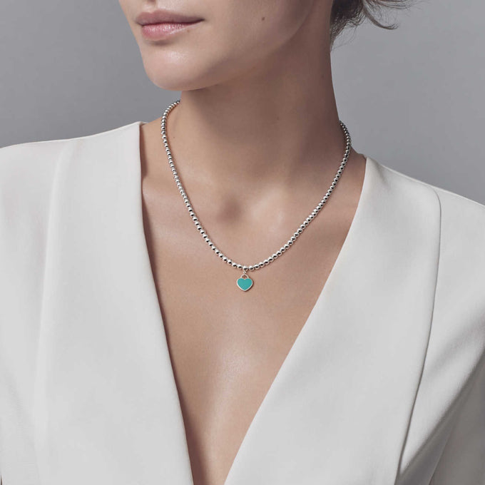 [Lumi Jewelry]HEART PEDANT SILVER BALL CHAIN NECKLACE