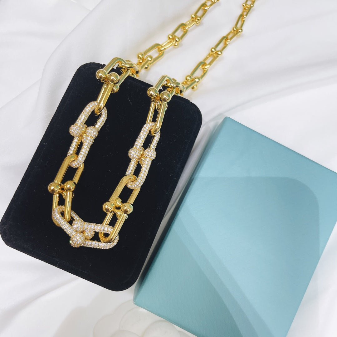 [Lumi Jewelry]HARDWEAR NECKLACE DIAMOND PAVED