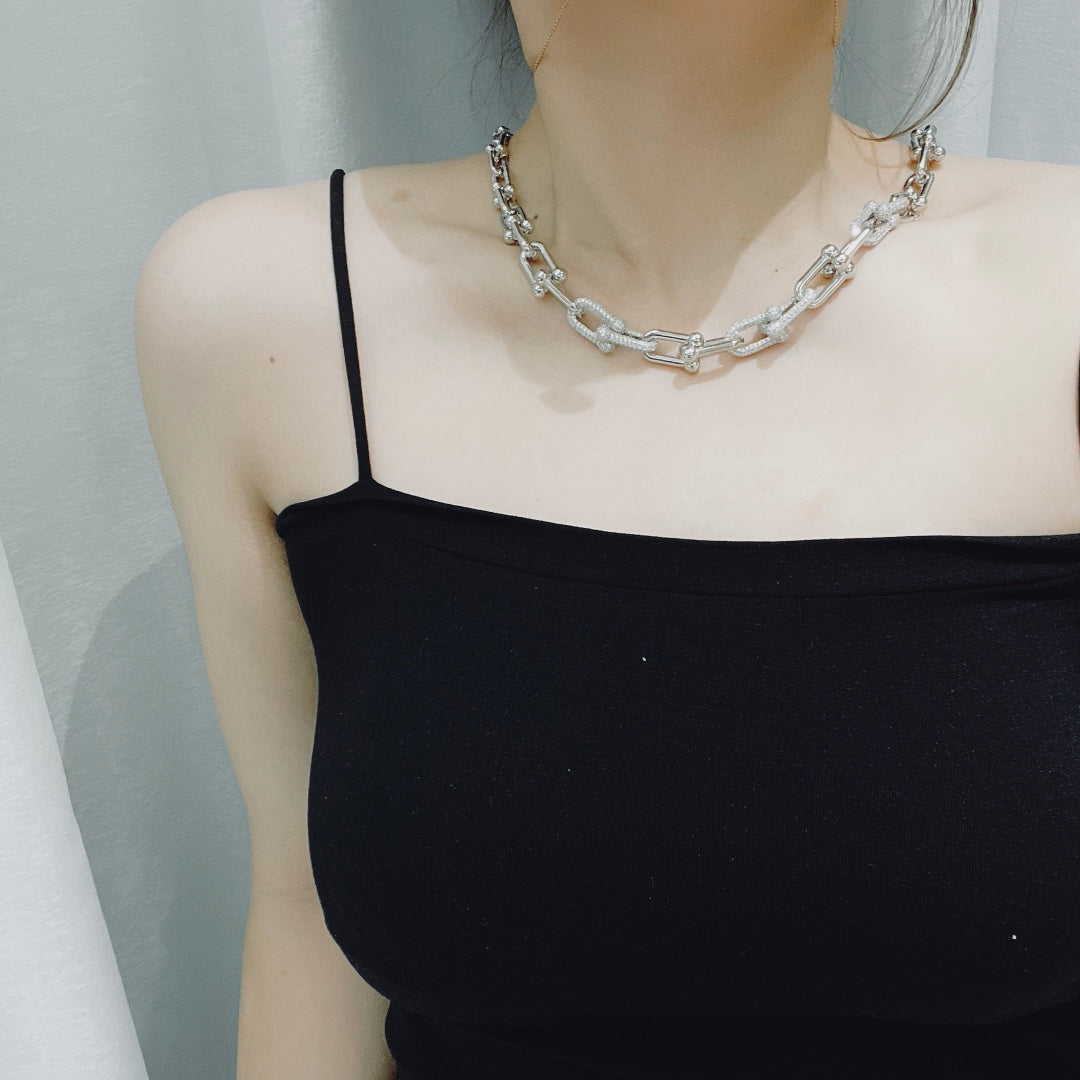 [Lumi Jewelry]HARDWEAR NECKLACE DIAMOND PAVED