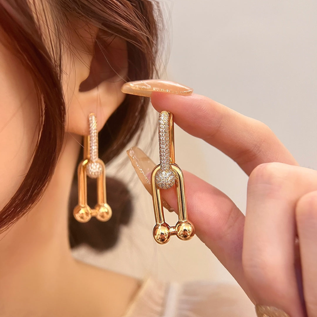 [Lumi Jewelry]HARDWEAR DROP DIAMONDS EARRINGS