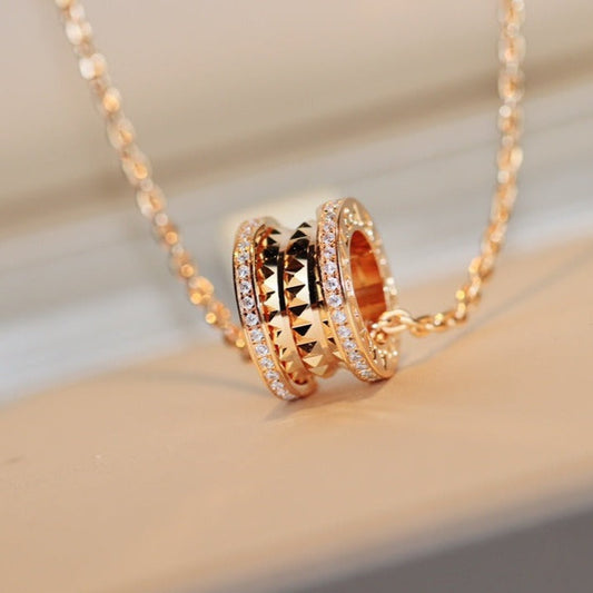 [Lumi Jewels]ZERO 1 ROCK PEDANT PINK GOLD NECKLACE