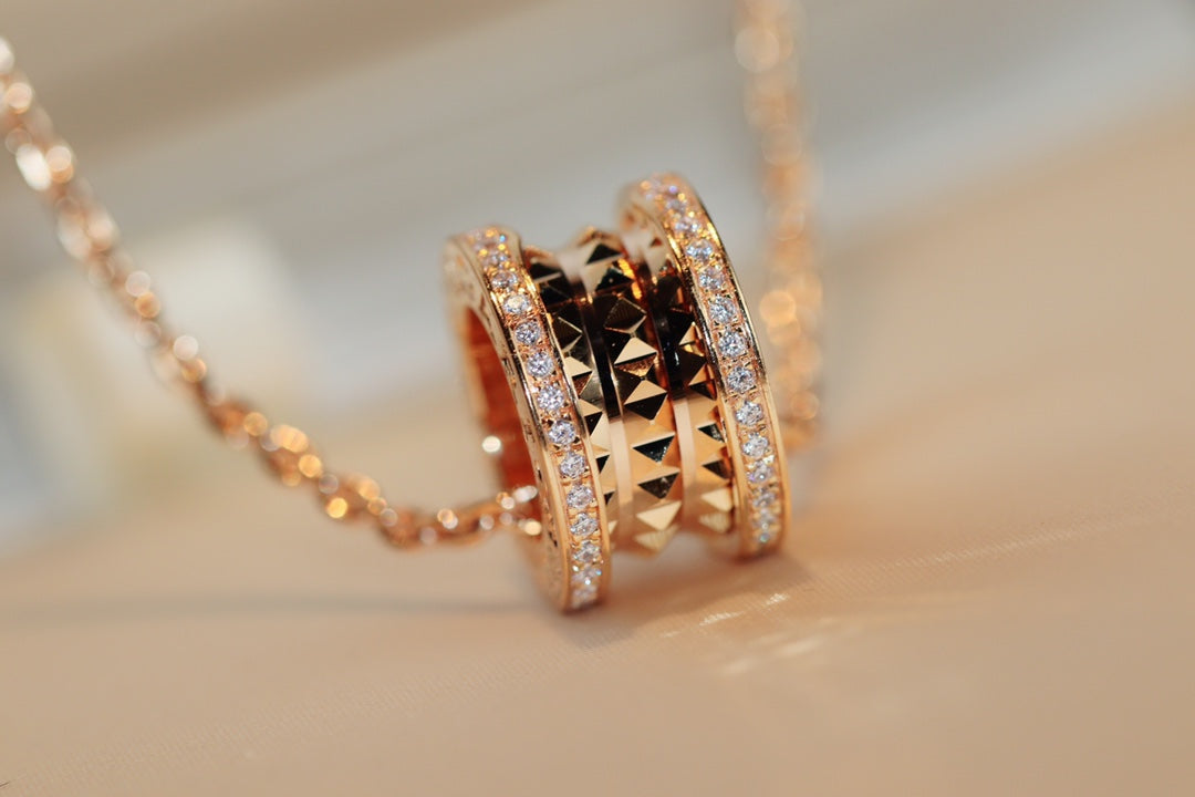 [Lumi Jewels]ZERO 1 ROCK PEDANT PINK GOLD NECKLACE