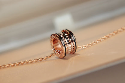 [Lumi Jewels]ZERO 1 ROCK PEDANT PINK GOLD BLACK NECKLACE