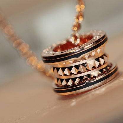[Lumi Jewels]ZERO 1 ROCK PEDANT PINK GOLD BLACK NECKLACE