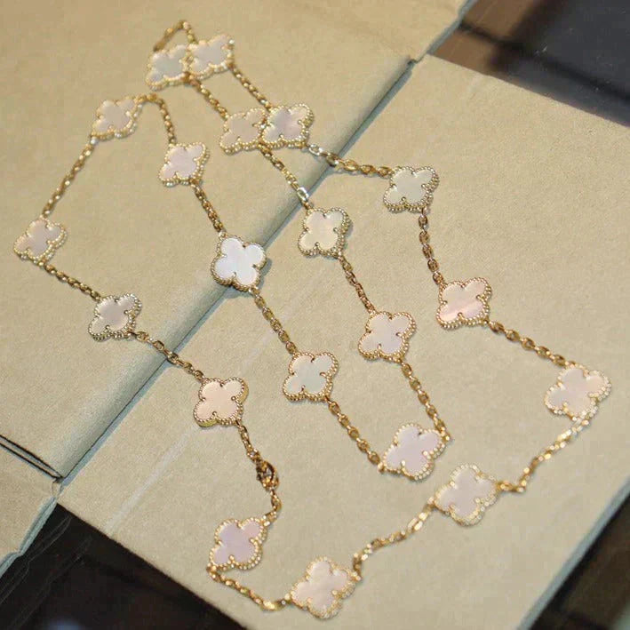 [Lumi Jewels]CLOVER 20 MOTIFS WHITE MOP NECKLACE