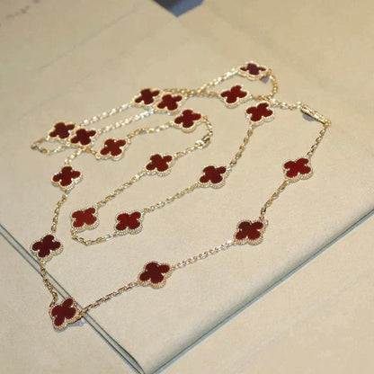 [Lumi Jewels]CLOVER 20 MOTIFS CARNELIAN NECKLACE