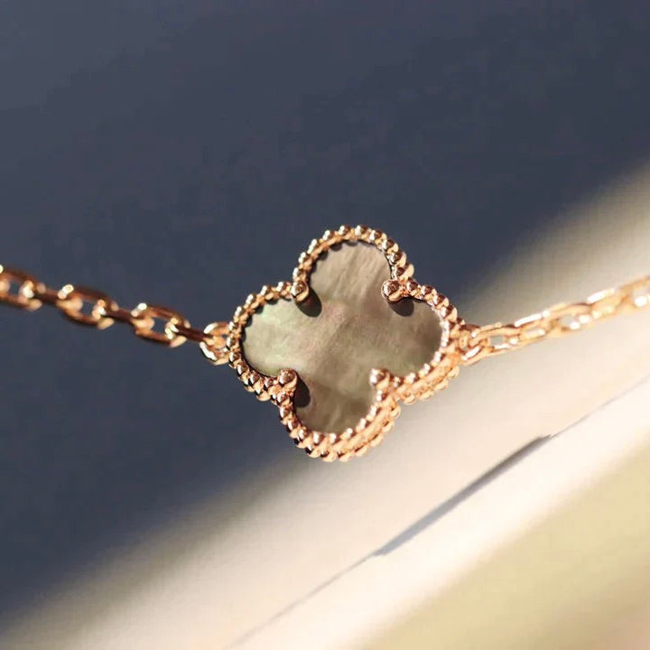 [Lumi Jewels]CLOVER 20 MOTIFS DARK MOP DIAMOND  NECKLACE
