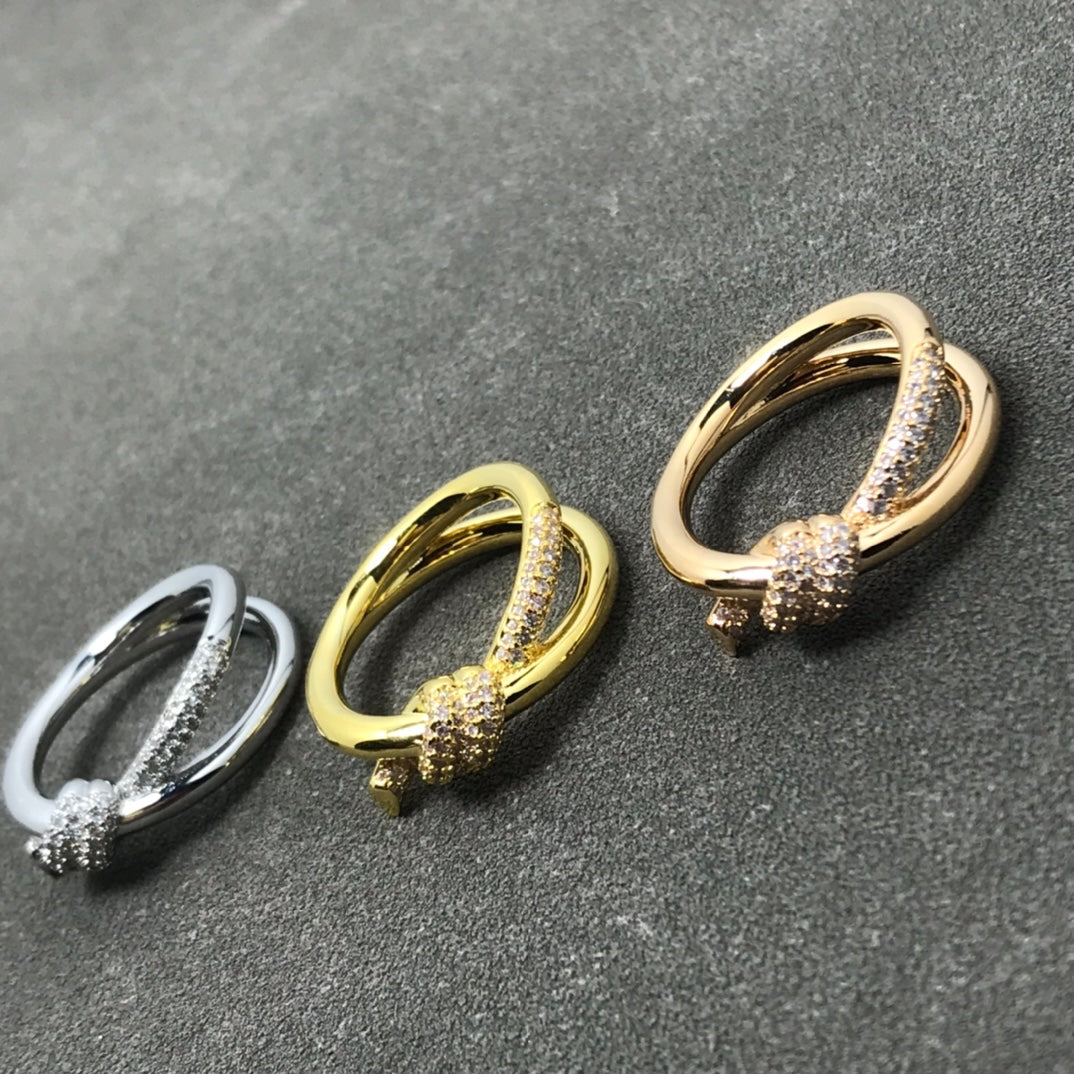 [Lumi Jewelry]KNOT RING DOUBLE ROW DIAMOND