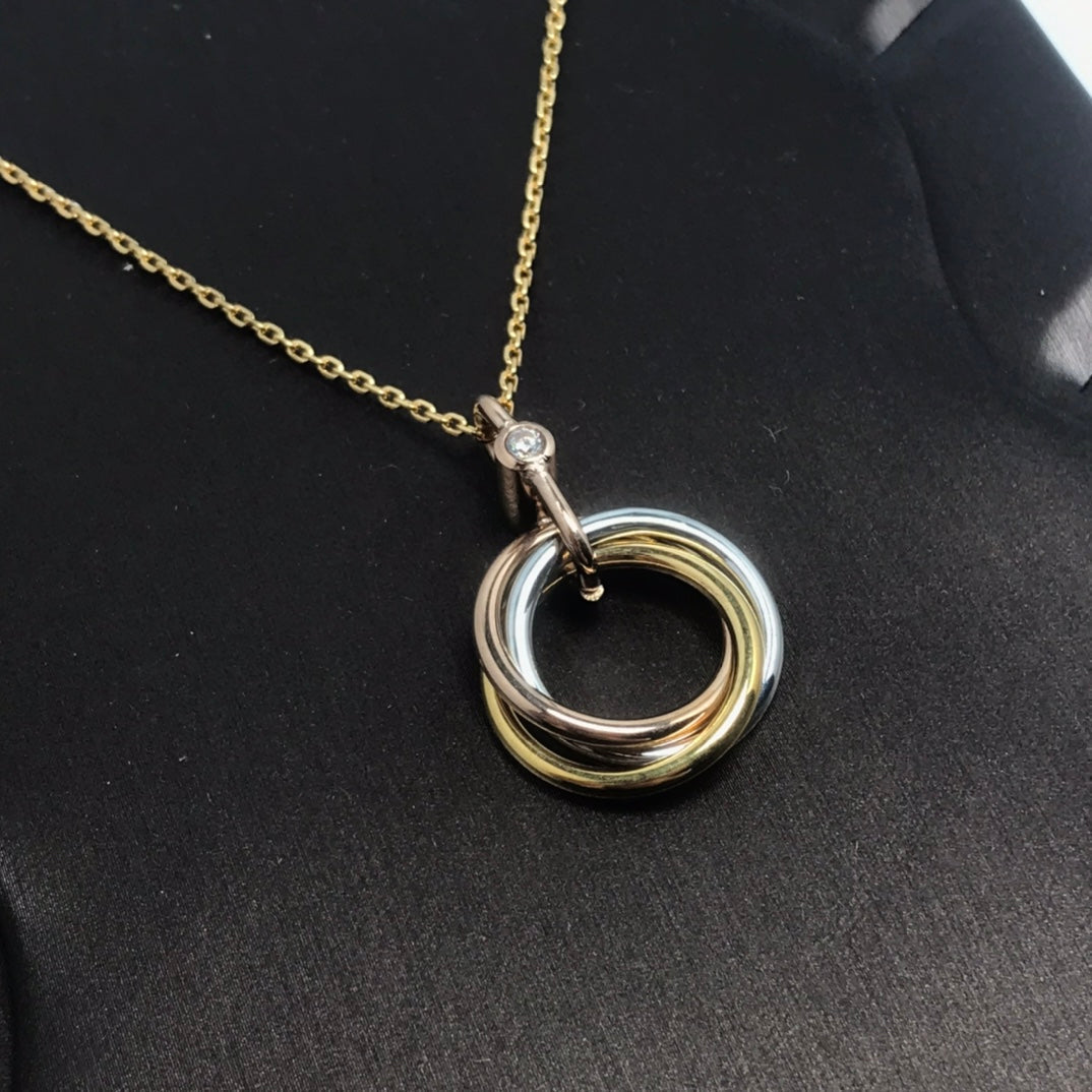 [Lumi Jewels]TRINITY SILVER GOLD PINK GOLD NECKLACE