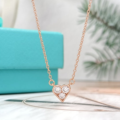 [Lumi Jewelry]HEART 3 DIAMONDS PEDANT NECKLACE