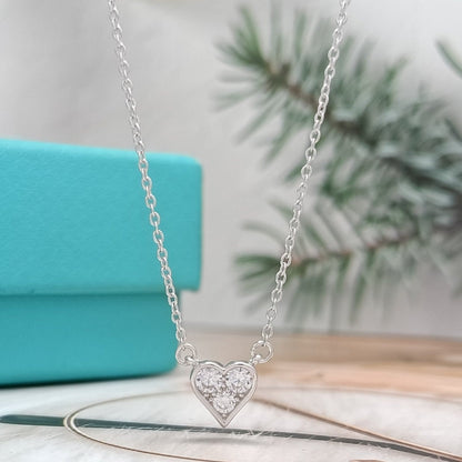 [Lumi Jewelry]HEART 3 DIAMONDS PEDANT NECKLACE