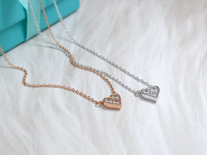 [Lumi Jewelry]HEART 3 DIAMONDS PEDANT NECKLACE