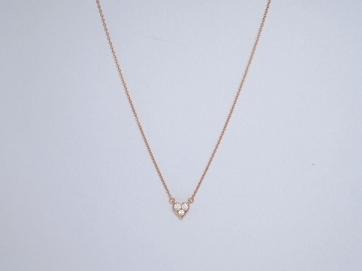 [Lumi Jewelry]HEART 3 DIAMONDS PEDANT NECKLACE
