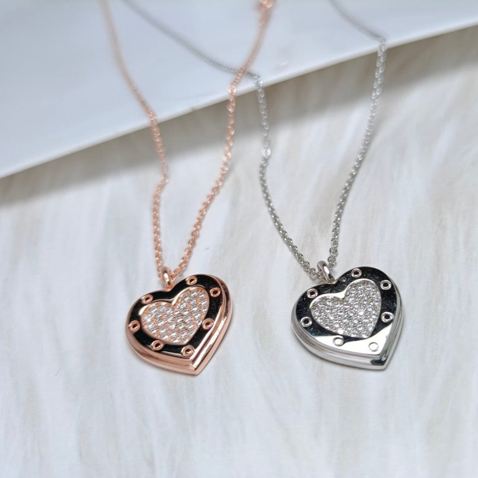 [Lumi Jewelry]HEART DIAMONDS PEDANT NECKLACE