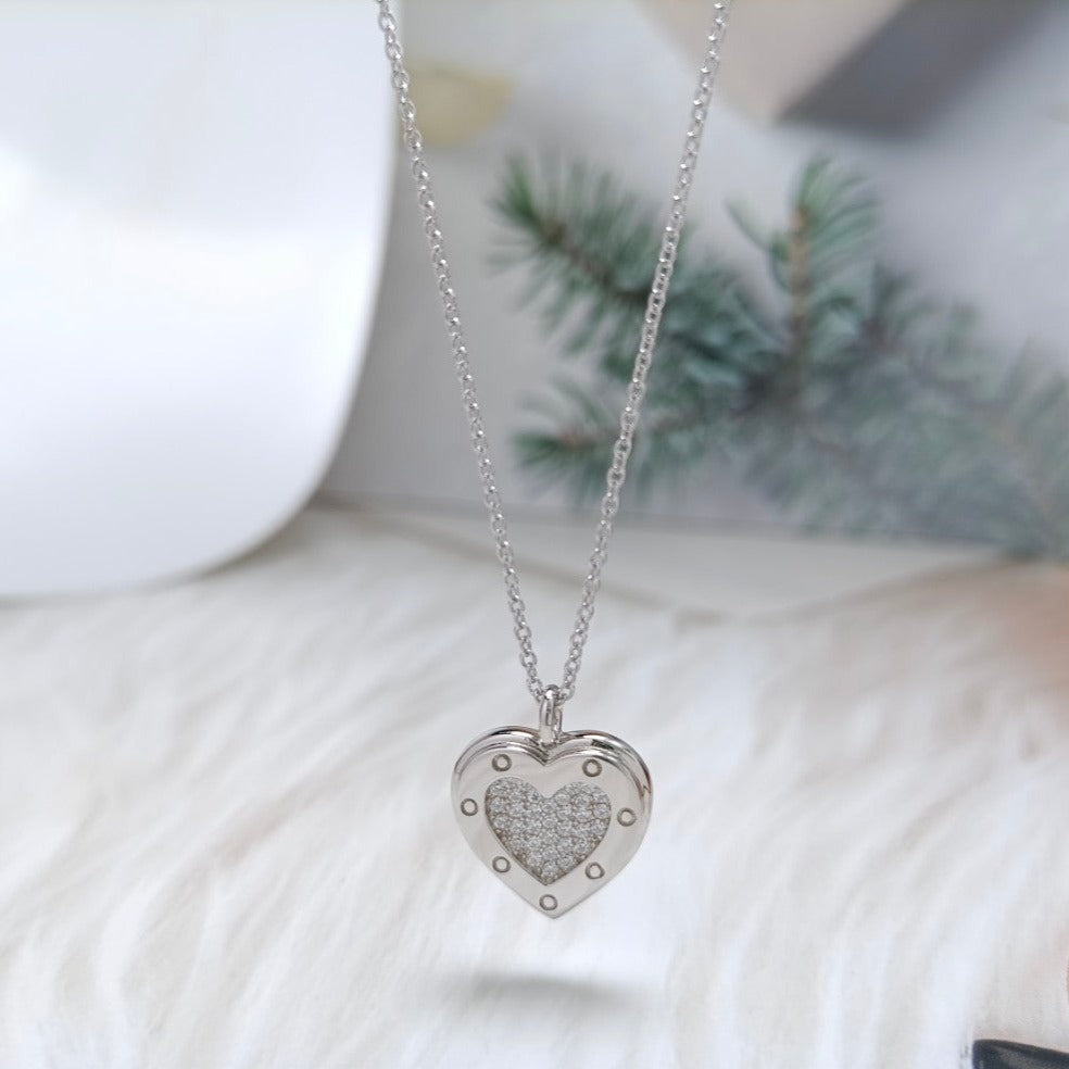 [Lumi Jewelry]HEART DIAMONDS PEDANT NECKLACE