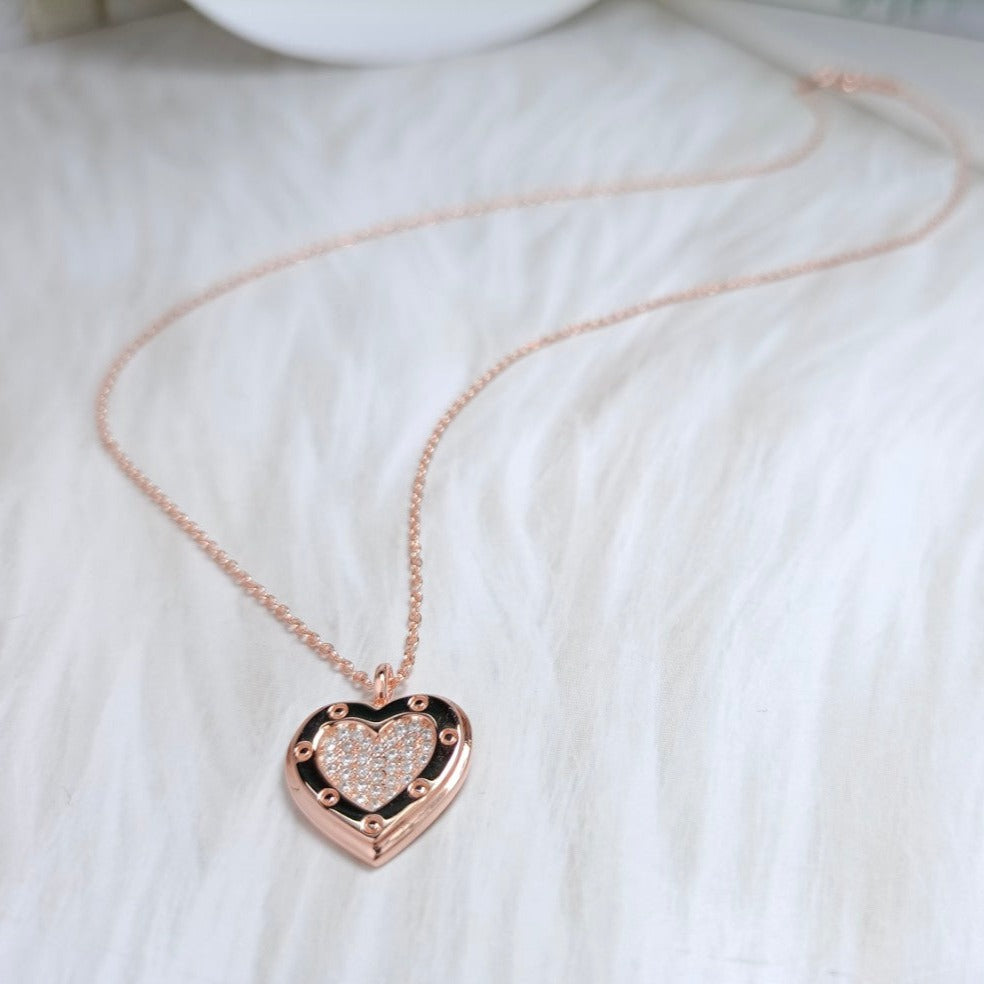 [Lumi Jewelry]HEART DIAMONDS PEDANT NECKLACE