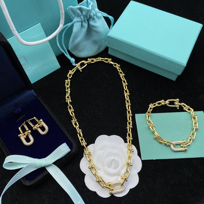 [Lumi Jewelry]HARDWEAR LINK DIAMOND GOLD EARRINGS