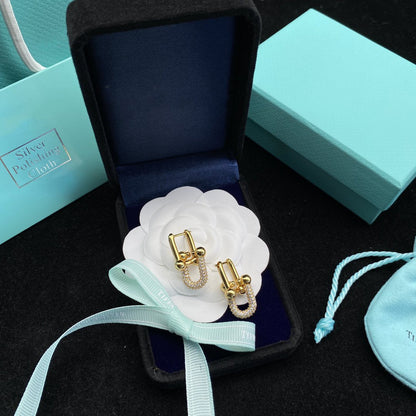 [Lumi Jewelry]HARDWEAR LINK DIAMOND GOLD EARRINGS