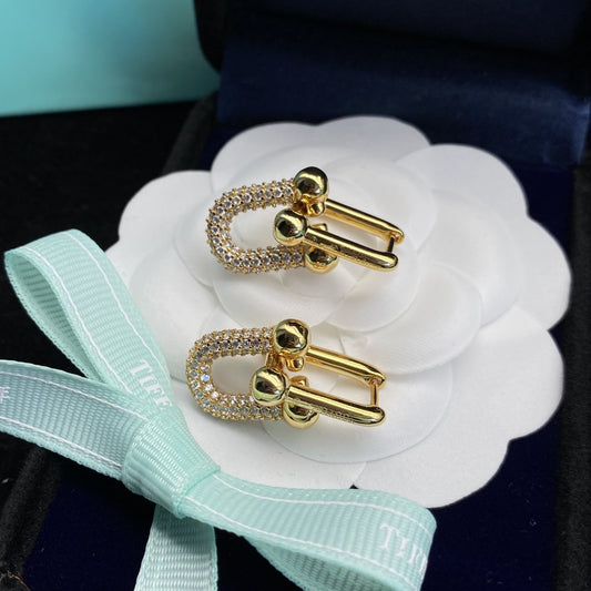 [Lumi Jewelry]HARDWEAR LINK DIAMOND GOLD EARRINGS