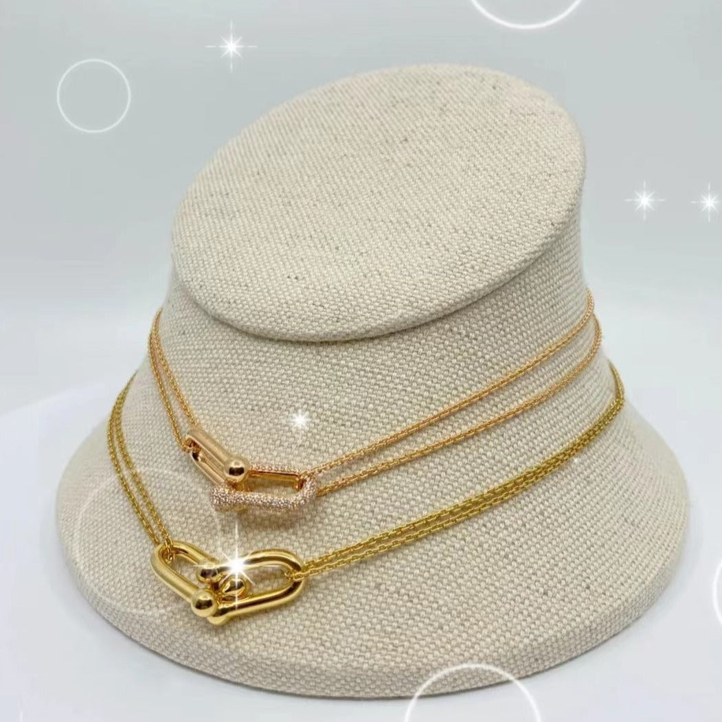 [Lumi Jewelry]HARDWEAR GOLD DOUBLE LINK NECKLACE